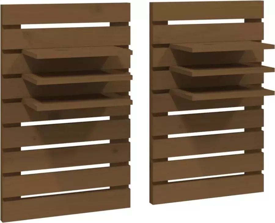 Modern life ModernLife' Nachtkastjes wandgemonteerd 2 st massief grenenhout honingbruin