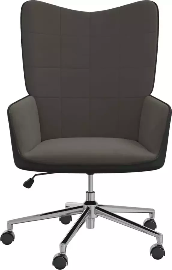 LuxerLiving LuxeLivin' Relaxstoel fluweel en PVC donkergrijs