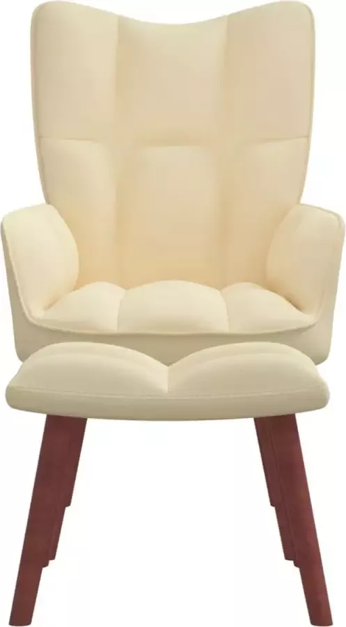 LuxerLiving LuxeLivin' Relaxstoel met voetenbank fluweel crèmewit