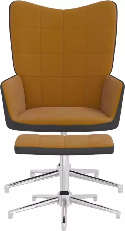Prolenta Premium INFIORI Relaxstoel met voetenbank fluweel en PVC bruin - Foto 1