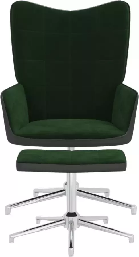 LuxerLiving LuxeLivin' Relaxstoel met voetenbank fluweel en PVC donkergroen