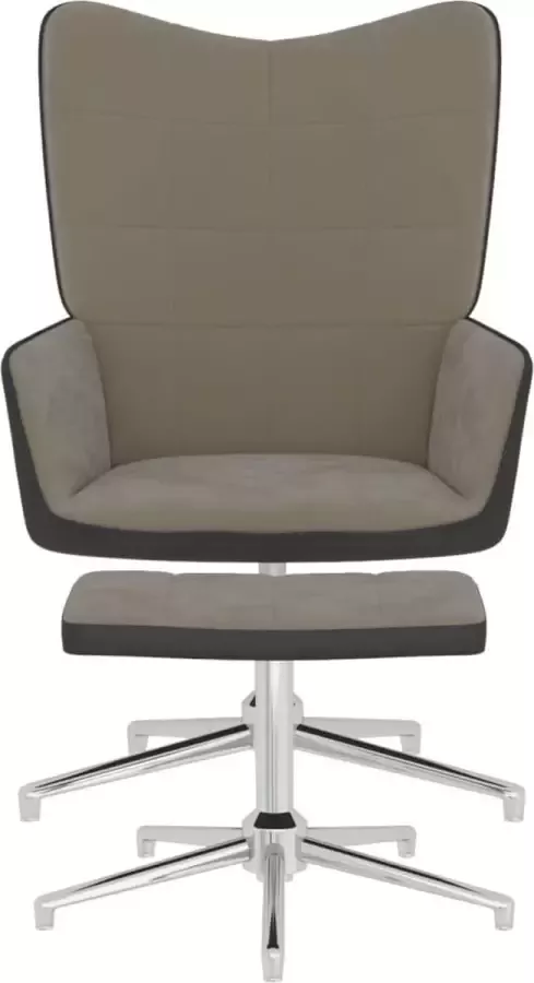 Modern life ModernLife' Relaxstoel met voetenbank fluweel en PVC lichtgrijs