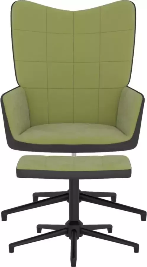 LuxerLiving LuxeLivin' Relaxstoel met voetenbank fluweel en PVC lichtgroen