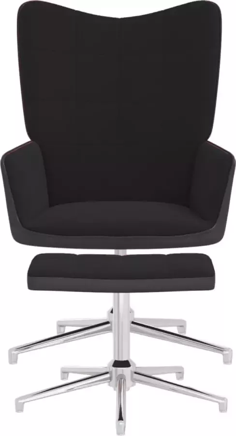 Modern life ModernLife' Relaxstoel met voetenbank fluweel en PVC zwart