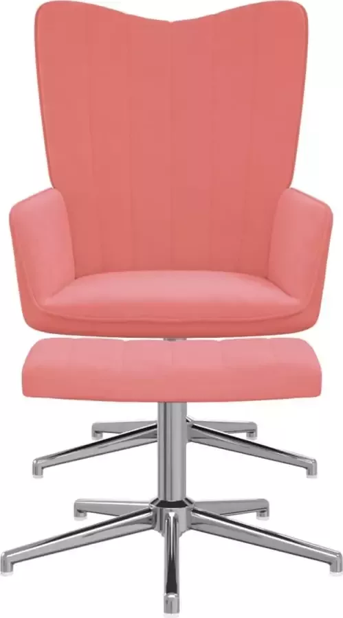 LuxerLiving LuxeLivin' Relaxstoel met voetenbank fluweel roze