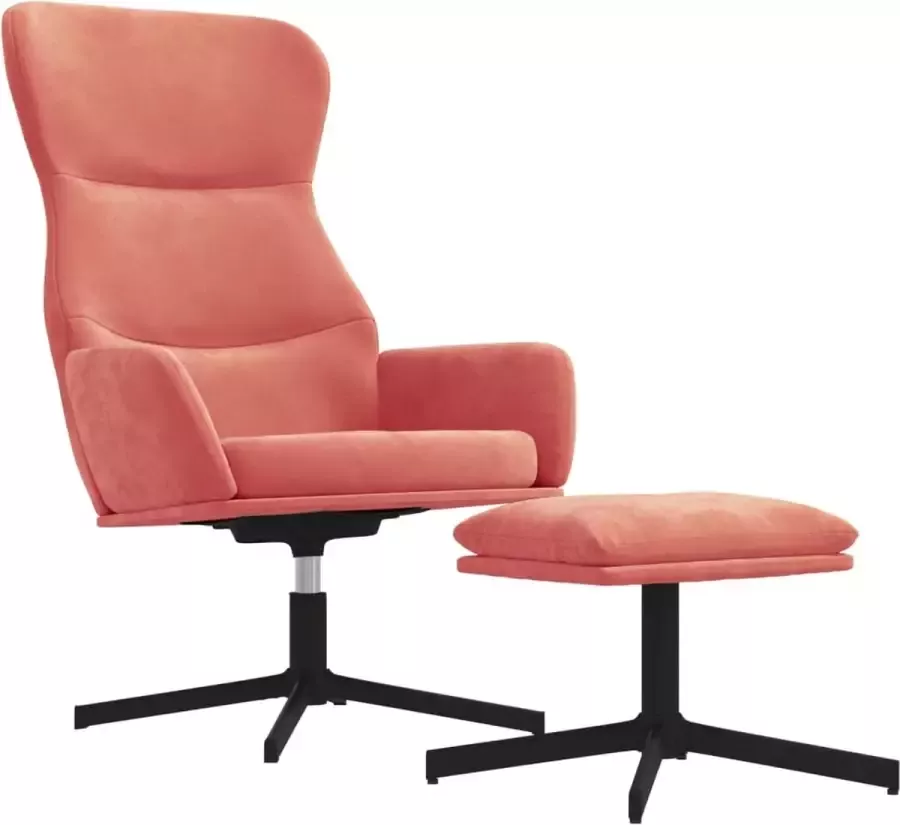 Modern life ModernLife' Relaxstoel met voetenbank fluweel roze