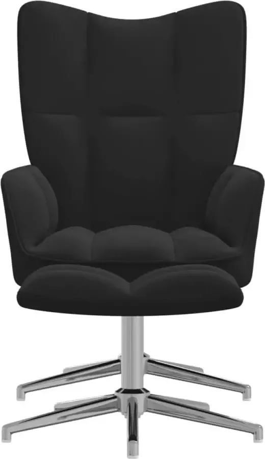 Modern life ModernLife' Relaxstoel met voetenbank fluweel zwart