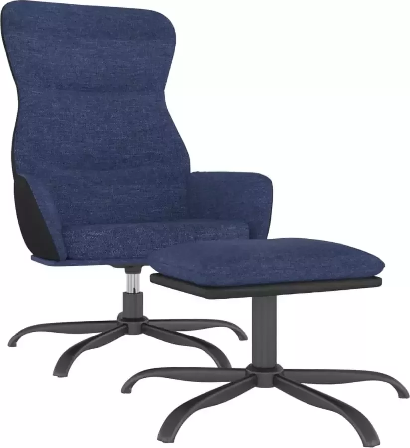 Modern life ModernLife' Relaxstoel met voetenbank stof blauw