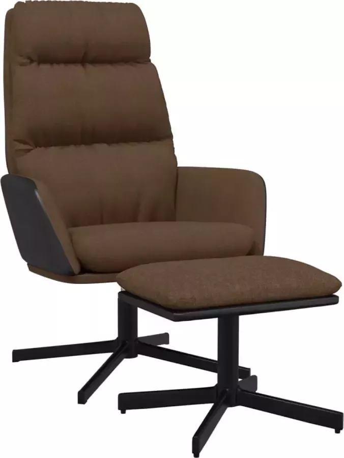 Modern life ModernLife' Relaxstoel met voetenbank stof bruin