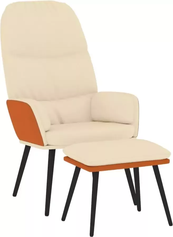 Modern life ModernLife' Relaxstoel met voetenbank stof crèmewit