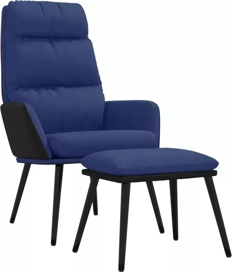 Modern life ModernLife' Relaxstoel met voetenbank stof en kunstleer blauw