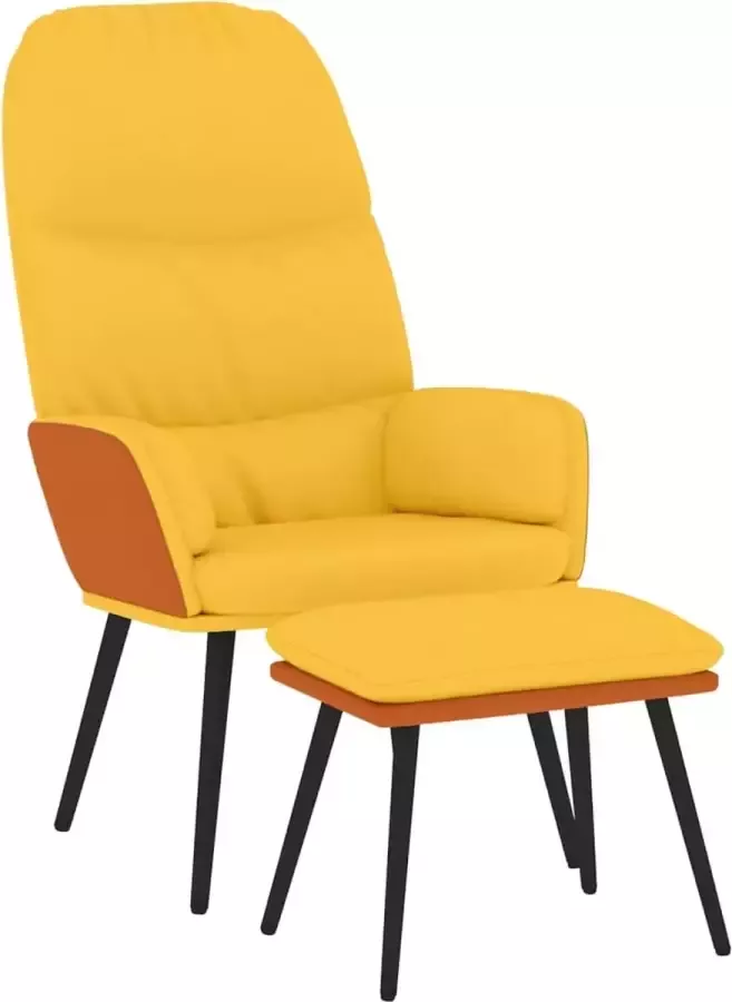 LuxerLiving LuxeLivin' Relaxstoel met voetenbank stof mosterdgeel