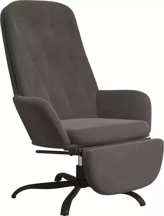 Modern life ModernLife' Relaxstoel met voetensteun fluweel donkergrijs