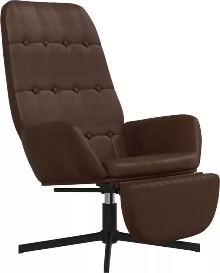 Modern life ModernLife' Relaxstoel met voetensteun glanzend kunstleer bruin
