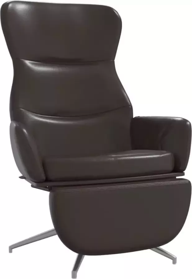 Modern life ModernLife' Relaxstoel met voetensteun kunstleer glanzend bruin