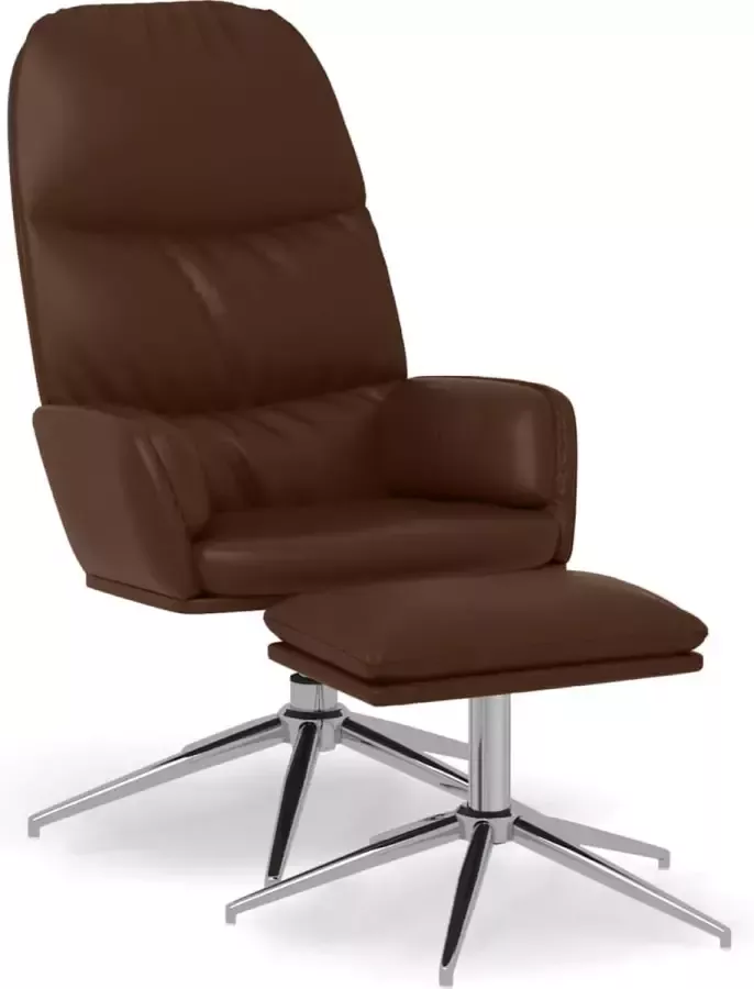 Modern life ModernLife' Relaxstoel met voetensteun kunstleer glanzend bruin