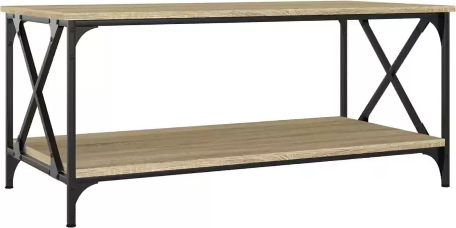Modern life ModernLife' Salontafel 100x50x45 cm bewerkt hout en ijzer sonoma eikenkleur