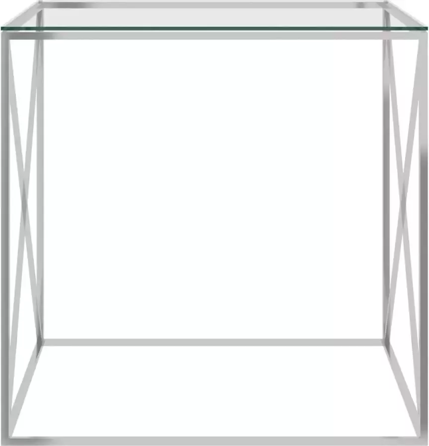 Modern life ModernLife' Salontafel 55x55x55 cm roestvrij staal en glas zilverkleurig