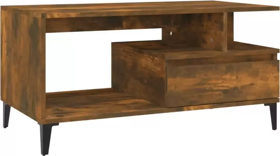 LuxerLiving LuxeLivin' Salontafel 90x49x45 cm bewerkt hout gerookt eikenkleurig