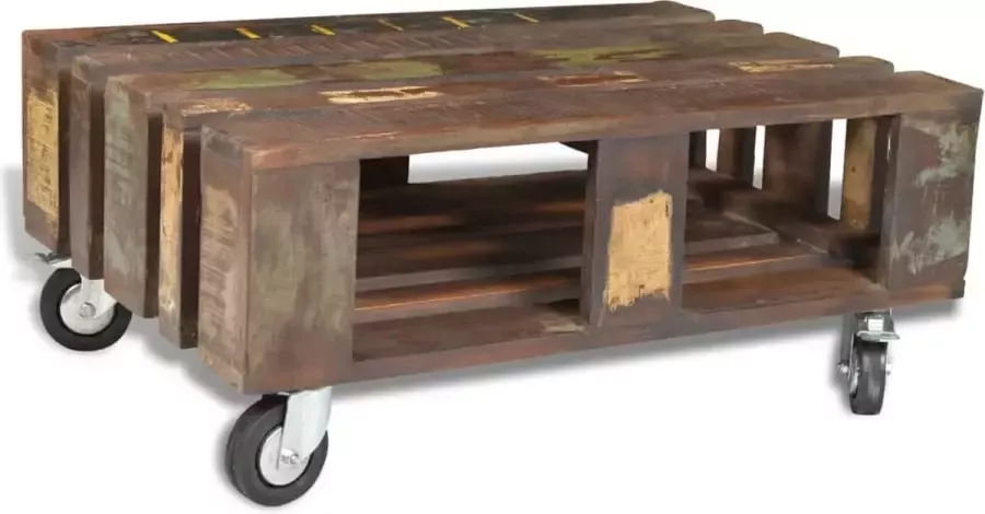Modern life ModernLife' Salontafel met 4 wielen gerecycled hout