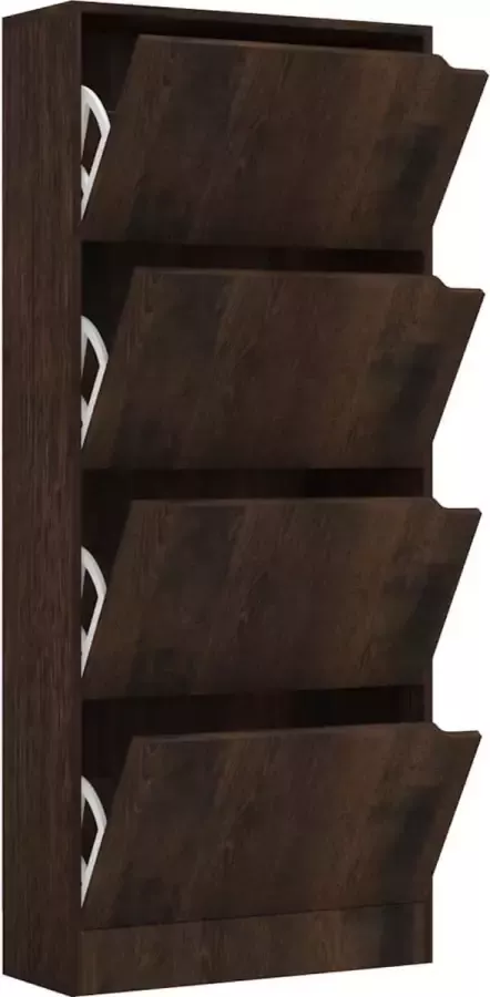 Modern life ModernLife' Schoenenkast met 4 deuren 59x24x136 cm spaanplaat gerookt eiken