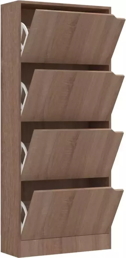 Modern life ModernLife' Schoenenkast met 4 deuren 59x24x136 cm spaanplaat sonoma eiken
