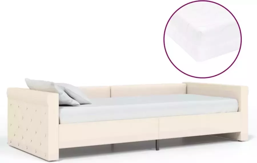 Modern life ModernLife' Slaapbank met matras en USB stof crèmekleurig 90x200 cm