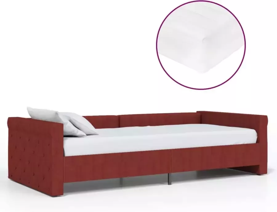 Modern life ModernLife' Slaapbank met matras en USB stof wijnrood 90x200 cm