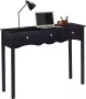 LUXGOODS Bureau met 3 laden multifunctionele tafel moderne schrijftafel computer bureau voor thuiskantoor slaapkamer (Zwart) - Thumbnail 1