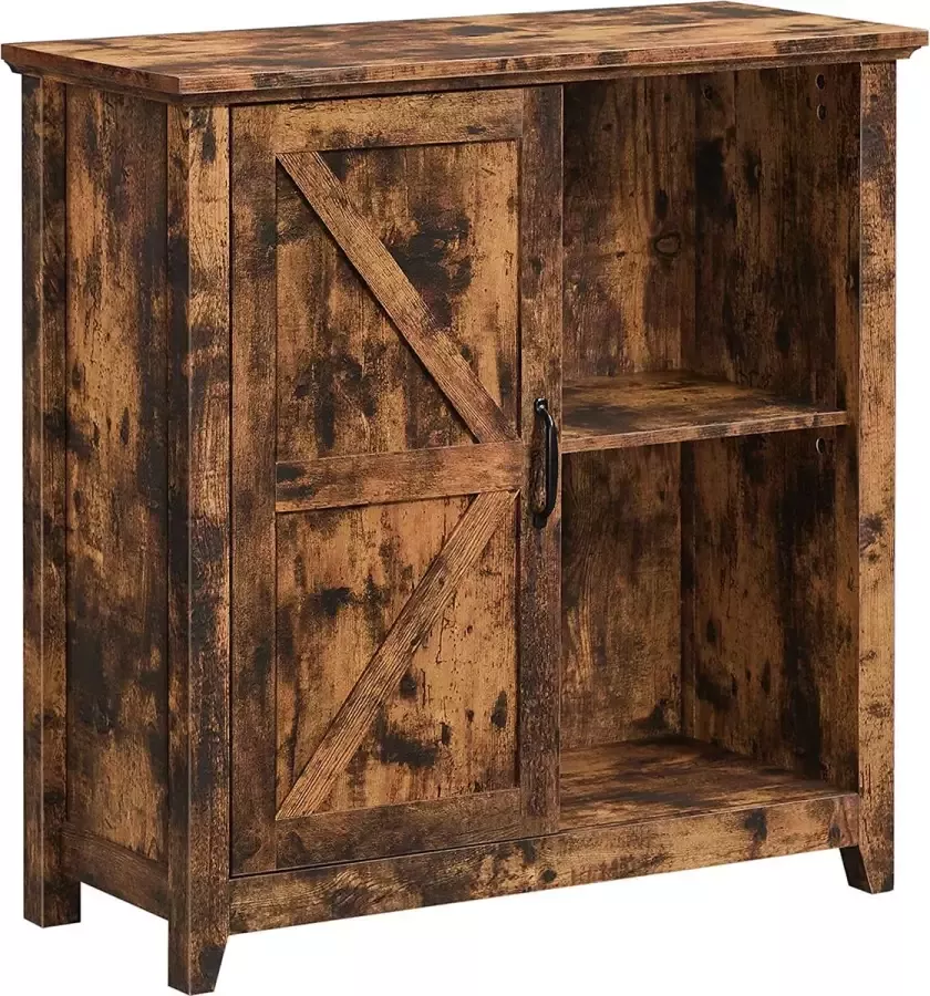 Dressoir keukenkast met lattenbodem en verstelbare planken badkamermeubel woonkamer hal keuken kantoor aan huis eetkamer vintage bruin LBF001X01