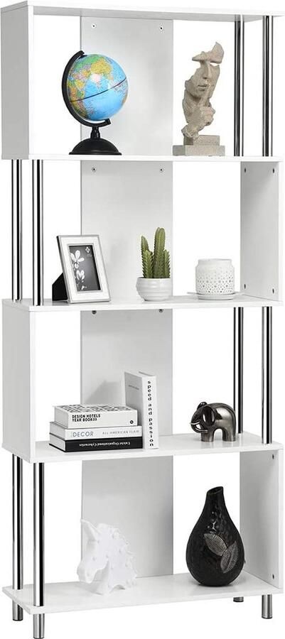 LUXGOODS 4 Plank boekenkast moderne weergave plank organisator kronkelend boekenplank industriële stijl opslag weergave eenheid boekenplank 80 x 30 x 184cm