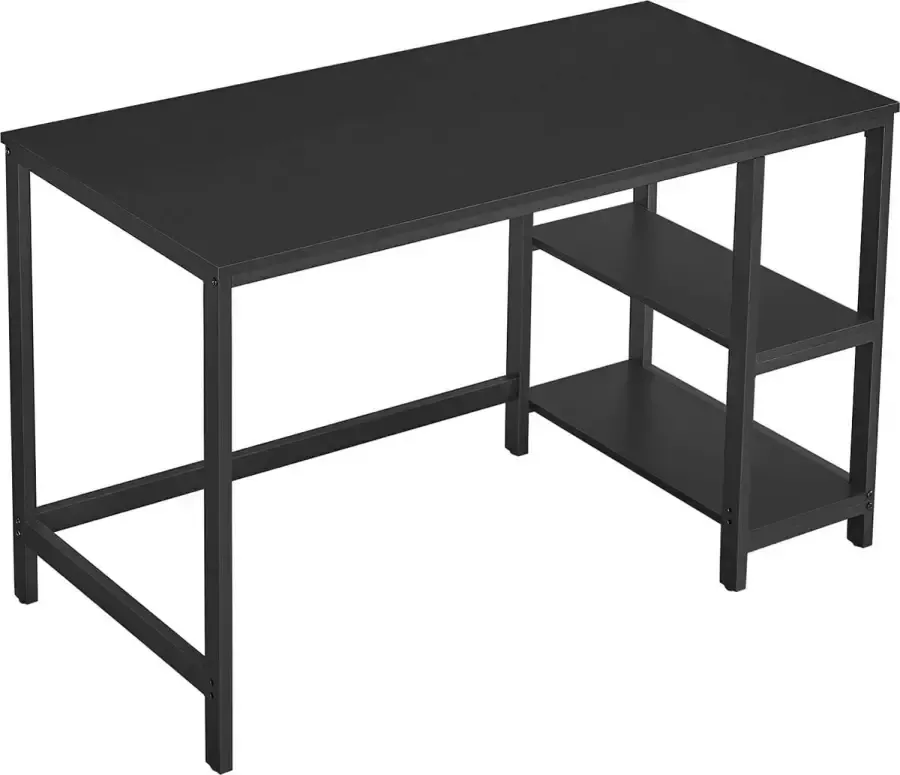 Luxgoods ™ Bureau computertafel pc-tafel bureautafel met 2 planken rechts of links voor kantoor woonkamer stalen frame industrieel ontwerp zwart LWD047B16