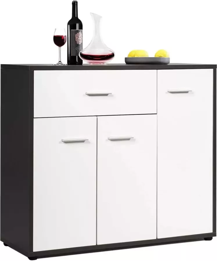 LUXGOODS c90 Dressoir keukenkast wijnkast buffetkast met lade en deuren opbergkast met verstelbare plank voor keuken moderne consoletafel eetkamermeubels 88 x 30 x 70 cm