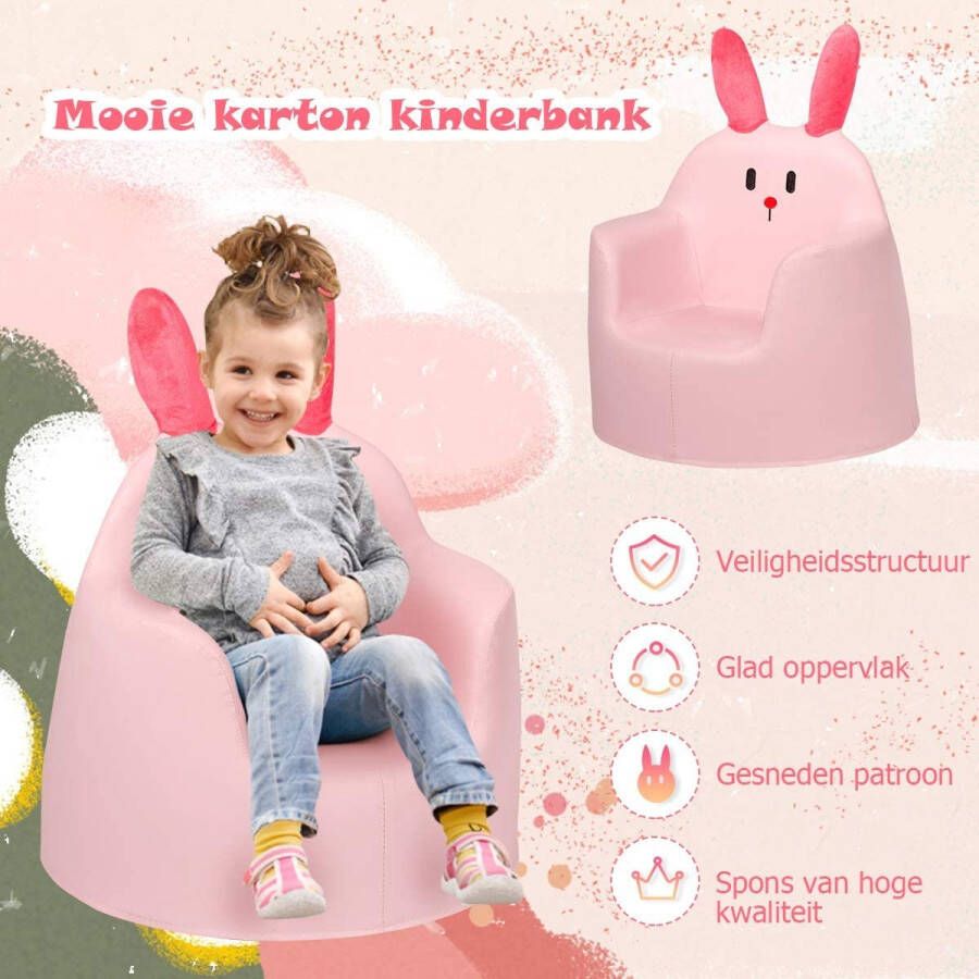 LUXGOODS kartonnen kinderbank kinderfauteuil met eersteklas stof en zacht schuim gestoffeerd schattig babyzitje geweldig verjaardagsccadeau voor jongen en meisje aanbevolen leeftijd 9 maanden 3 jaar (Roze)