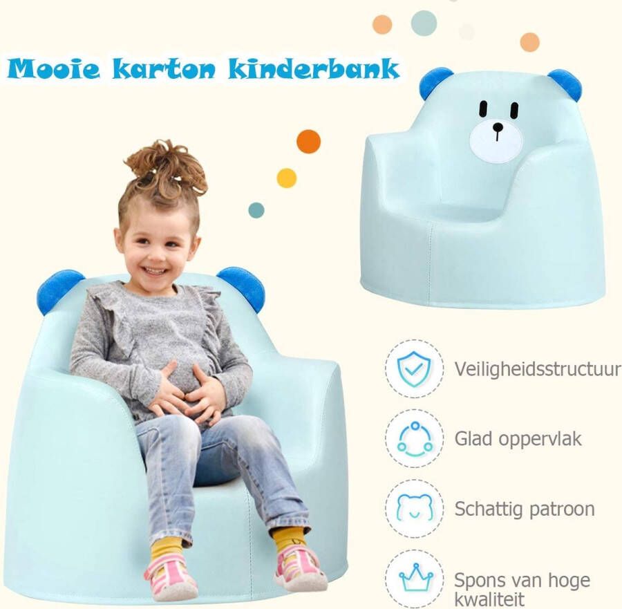 LUXGOODS kartonnen kinderbank kinderfauteuil met eersteklas stof en zacht schuim gestoffeerd schattig babyzitje geweldig verjaardagsccadeau voor jongen en meisje aanbevolen leeftijd 9 maanden 3 jaar (Blauw)