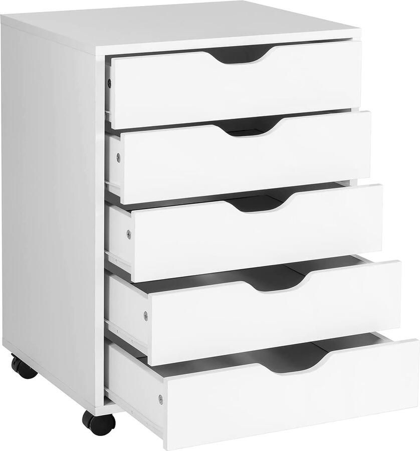 LUXGOODS Ladekast archiefkast met wielen dressoir organizer met laden opbergkast voor thuiskantoor (Wit)