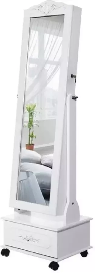 Luxiqo Antieke Spiegelkast Sieraden Spiegelkast Staand Spiegelkast Kast met Spiegel Sieraden Kast Staand Spiegel 45x45x156 cm