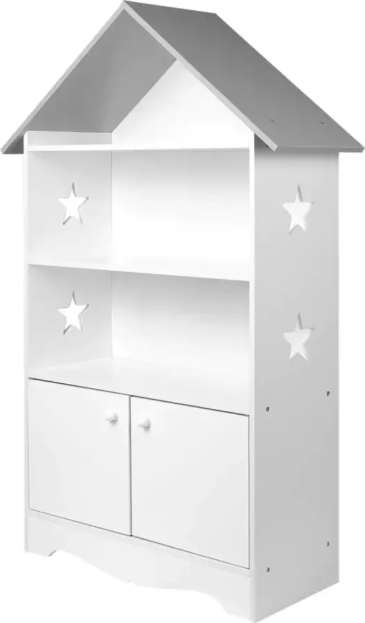 Luxiqo Boekenkast Opbergkast Met Deuren Kinderkast 3 Planken Kinderkamer MDF Wit 115 × 62 × 28 cm