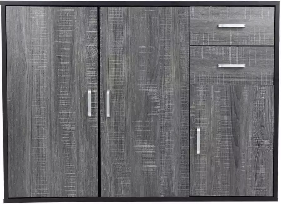 Luxiqo Dressoir Kast Organizer Dressoir Modern Dressoir Slaapkamer Schoenenkast Modern Archiefkast Kantoor 100x33.8x74.5cm Grijs Zwart
