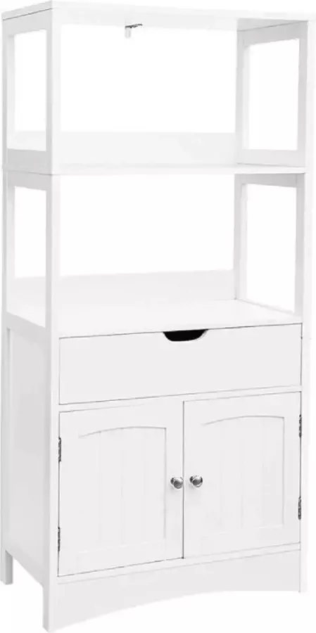 Luxiqo Houten Boekenkast Opbergkast Klassiek Badkamerkast Wit Boekenkast Antiek Boekenkast Wit Boekenkast met Lade 122x60x33cm Wit