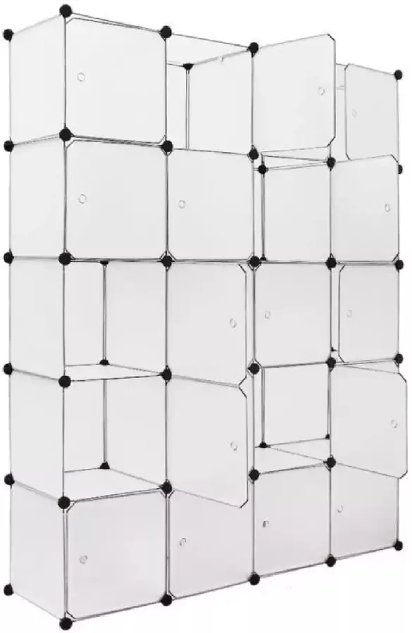 Luxiqo Opvouwbare Kast Opbergkast Kunststof Kast Modulaire Kast Combinatie Kast Kunststof Schoenenkast Instelbaar Schoenenrek Kunststof 183 x 110 x 37 cm Zwart Grijs