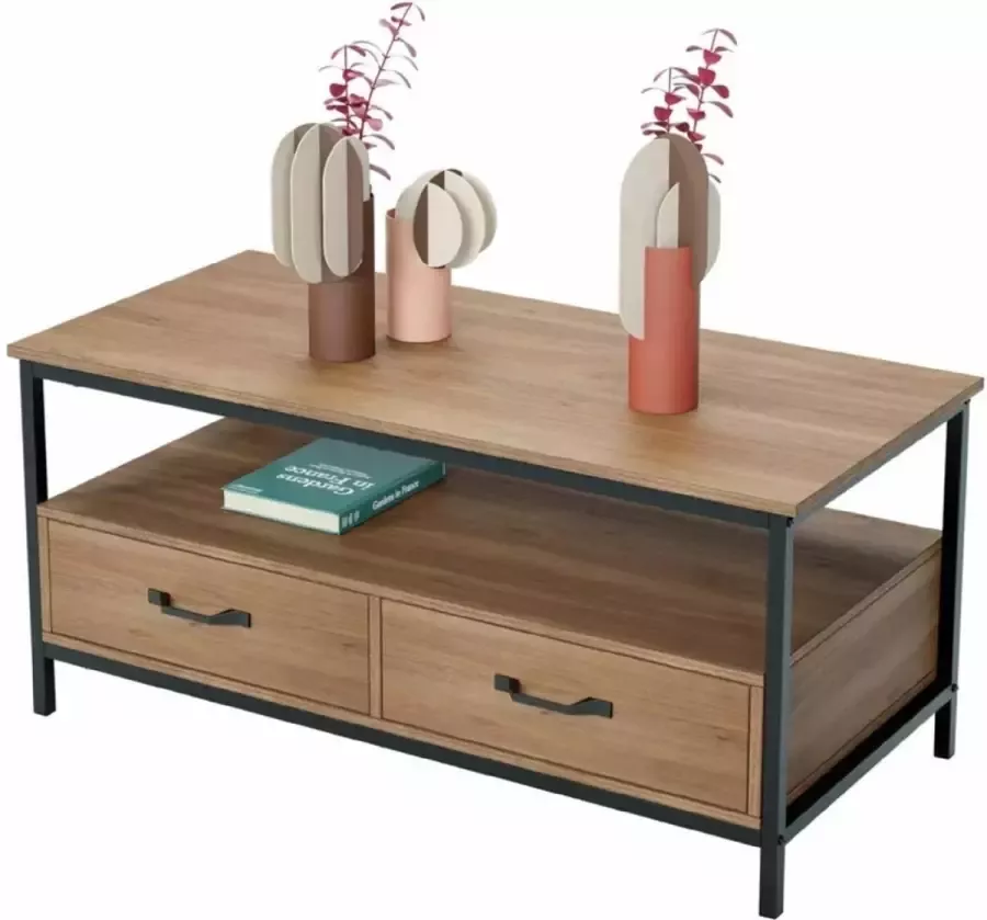 Luxiqo Salontafel Koffietafel Salontafel Modern Salontafel Industrieel Salontafel vierkant Salontafel Hout Salontafel Rechthoek 106 x 50 x 48 cm