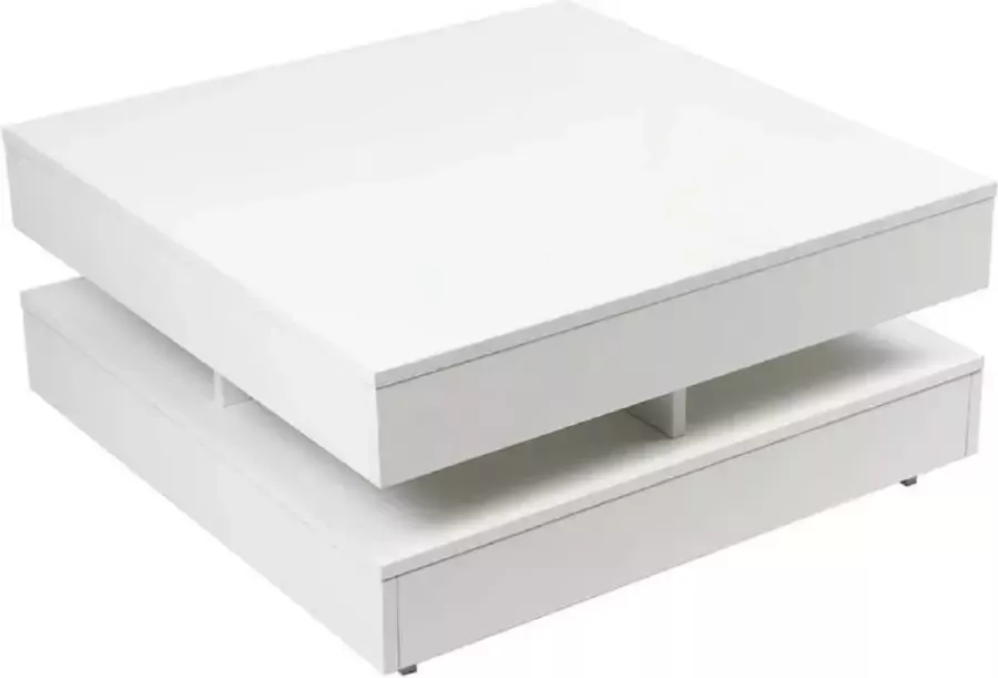 Luxiqo Salontafel met LED Verlichting -Salontafel Modern Koffietafel Salontafel Wit Salontafel Vierkant Salontafel Hout 75x75x35cm