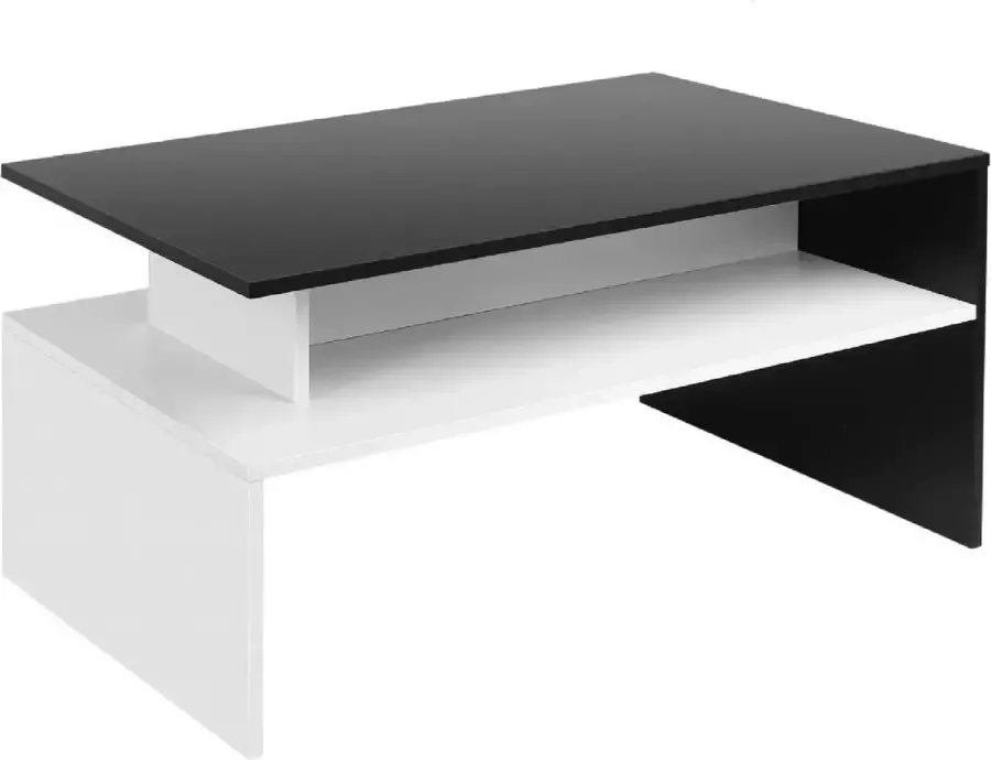 Luxiqo Salontafel Modern Koffietafel Salontafel Zwart Wit Salontafel Rechthoek Salontafel Hout 90x54x43 cm