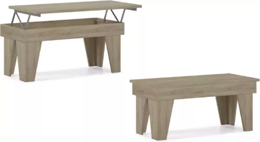 Luxiqo Salontafel Modern Tafel met Opbergfunctie Koffietafel Salontafel Eiken Salontafel Rechthoek Salontafel Hout 92 x 50 x 45 57 cm Eiken