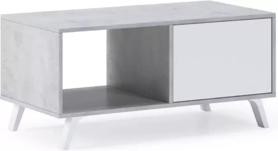 Luxiqo Salontafel Modern Tafel met Opbergfunctie Koffietafel Salontafel Rechthoek Salontafel Cement 92 x 50 x 45cm Grijs Wit