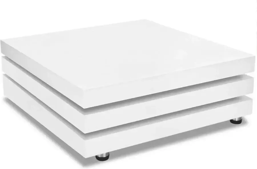 Luxiqo Salontafel Vierkant Salontafel Industrieel Salontafel Wit met 360° draaibaar tafelblad