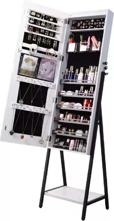 Luxiqo Spiegelkast Sieraden Spiegelkast Staand Spiegelkast Kast met Spiegel Sieraden Kast Staand Spiegel 119cm x 44cm x 17cm