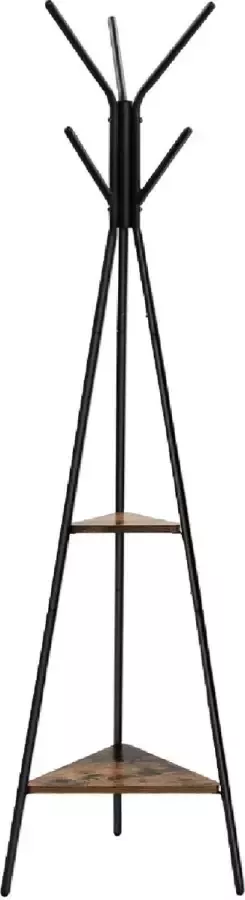 Luxiqo Staande Kapstok Industriële Kapstok met Planken Hout Zwart