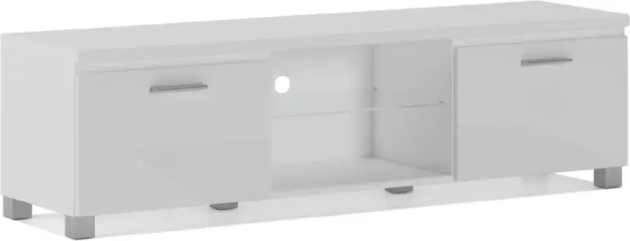 Luxiqo TV Meubel LED TV Kast Modern TV Meubel Wit 2 Deuren Opbergkast TV Meubel Opbergplanken 150x40x42cm Wit